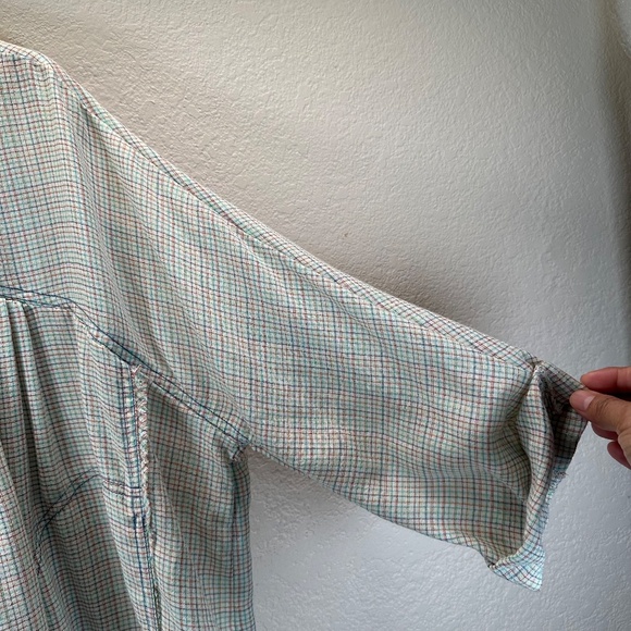 Free People We the Free Rainbow Picnic Button Down Shirt Babydoll Womens Large - Picture 8 of 16